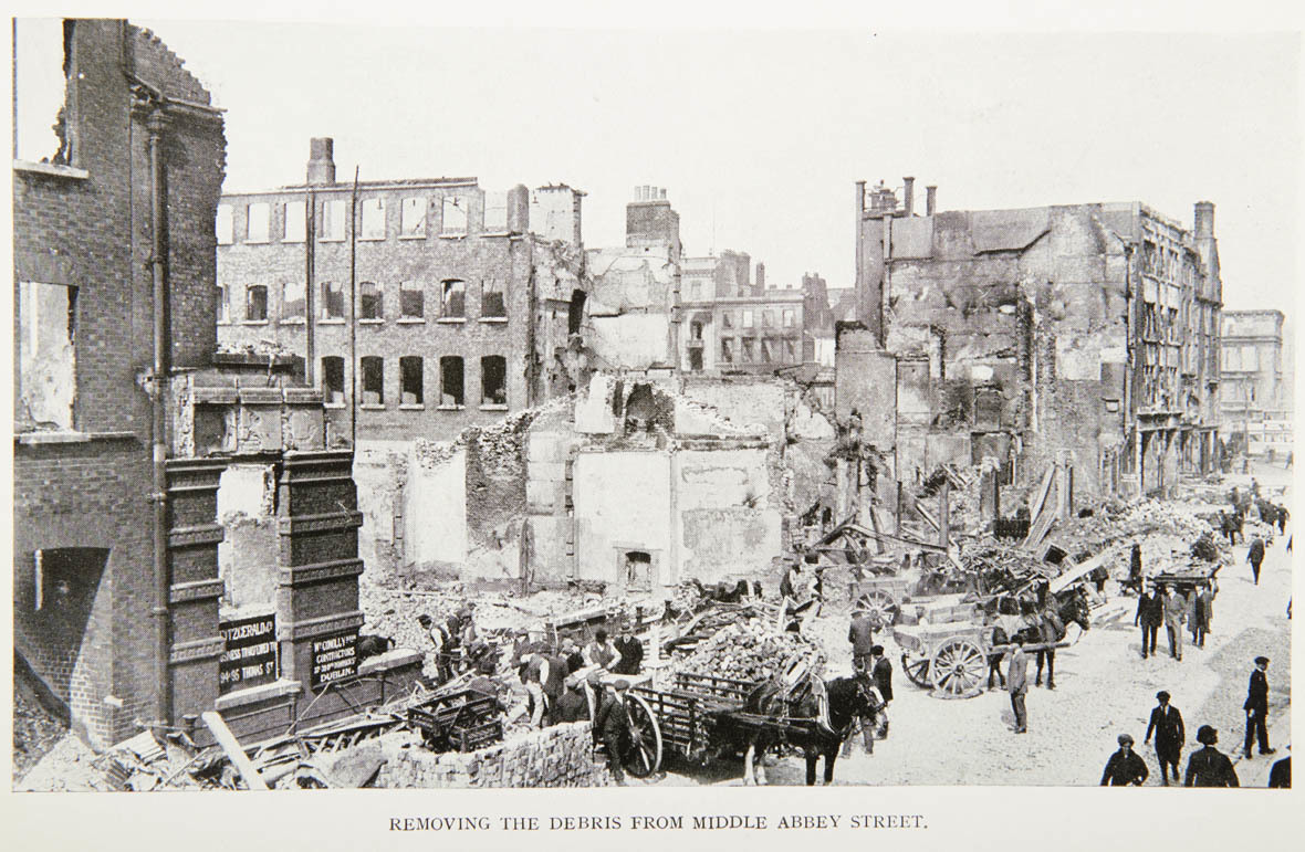 Removing the debris from Middle Abbey Street